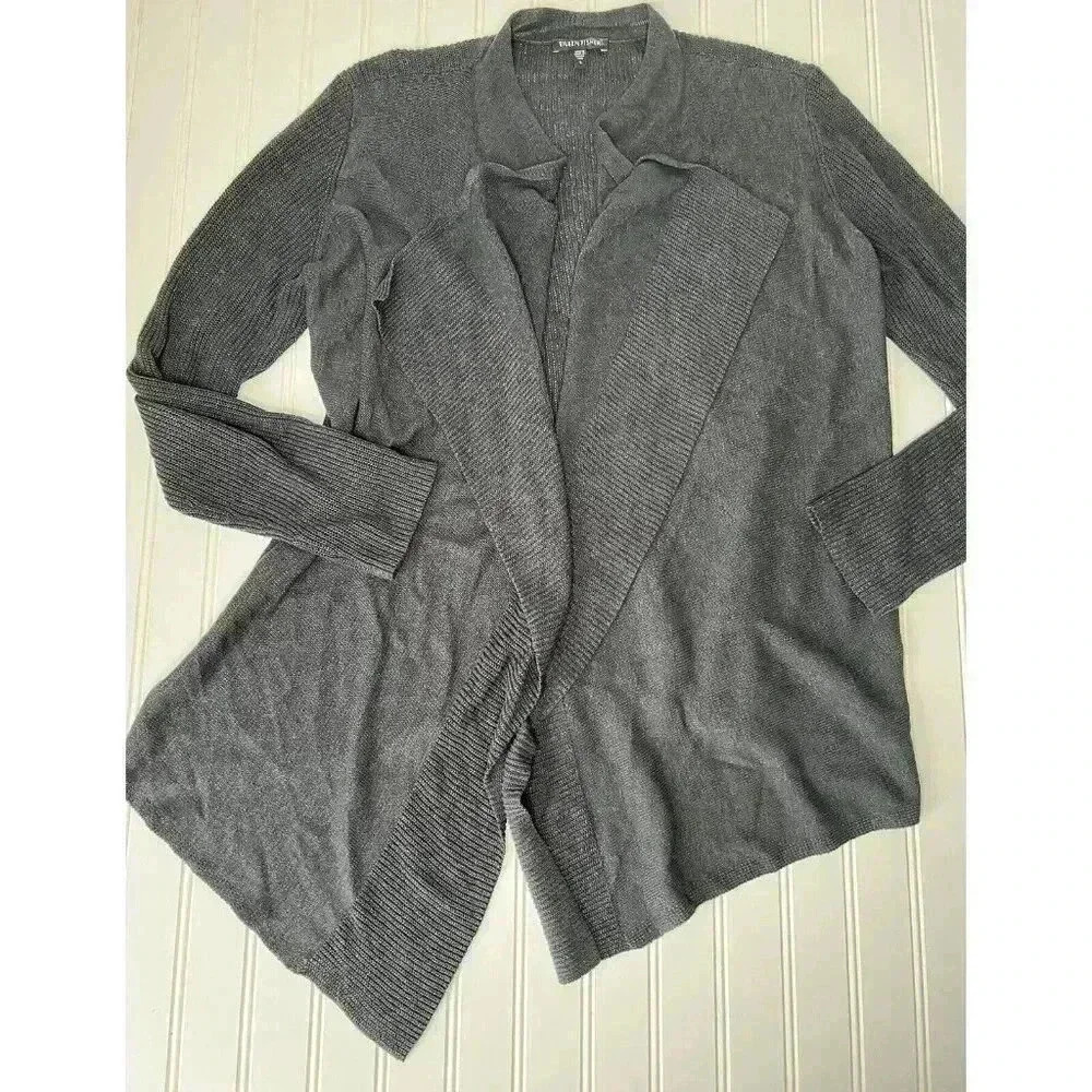 Eileen Fisher Women's Sweater Small Gray Open Front Cardigan Cotton Silk. 322